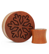 Snowflake Engraved Wood Plugs