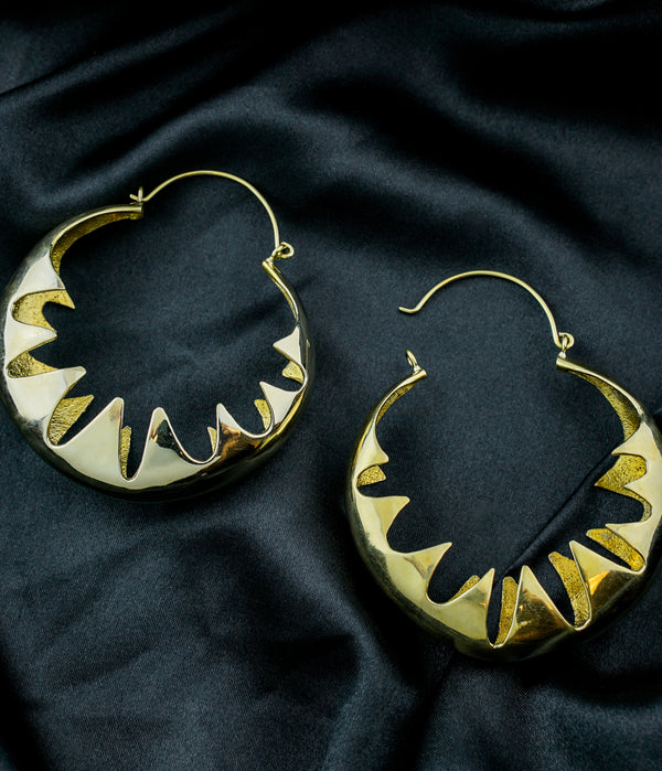 Spiked Shell Brass Hinged Hangers/Earrings