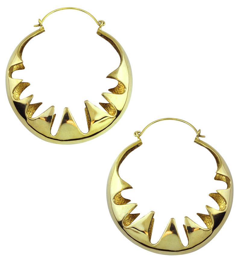 Spiked Shell Brass Hinged Hangers/Earrings