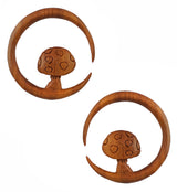 Spotted Mushroom Saba Wood Hoop Hangers