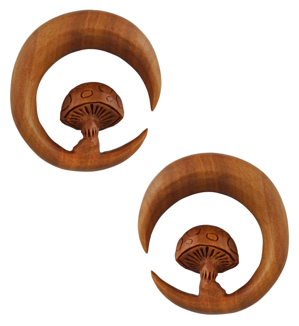 Spotted Mushroom Saba Wood Hoop Hangers