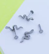 Spotted Snake Clear CZ Stainless Steel Internally Threaded Labret