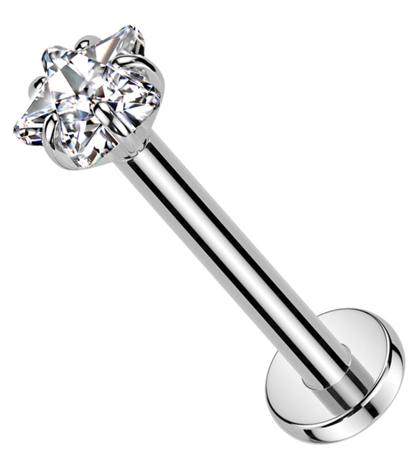 Star Prong Clear CZ Titanium Threadless Labret