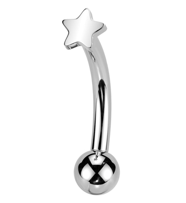 Star Titanium Threadless Curved Eyebrow Barbell