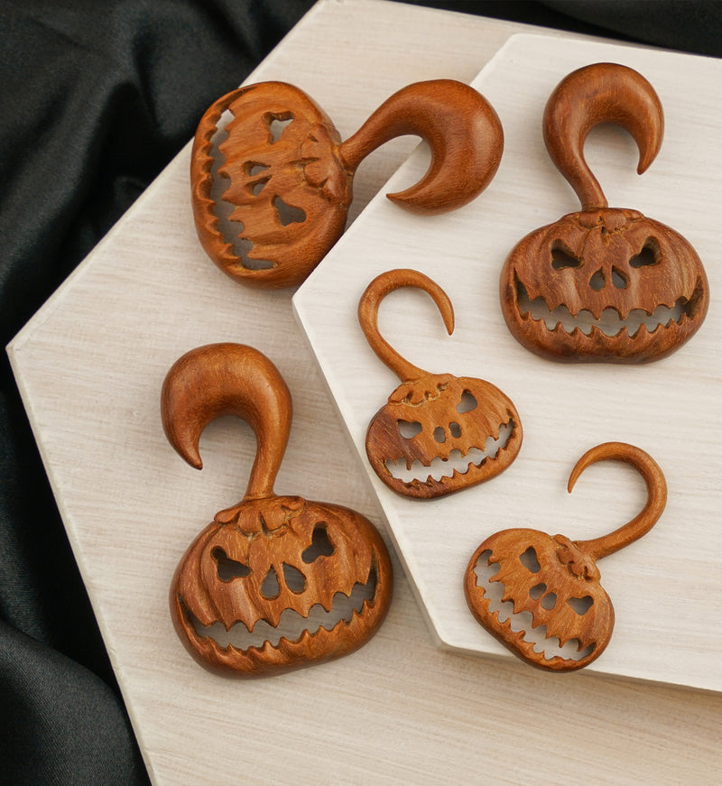 Stingy Jack Pumpkin Saba Wood Ear Hangers