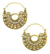 Swirling Spheres Brass Plug Hoops / Earrings