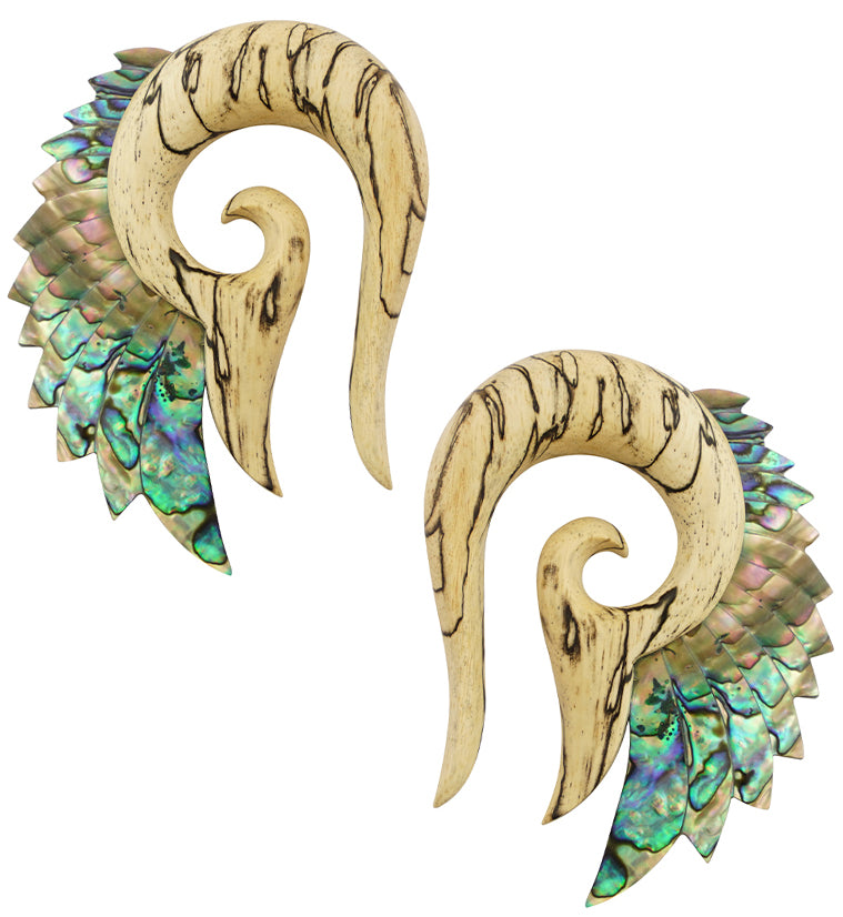 Tamarind Wooden Abalone Shell Angel Wing Hangers