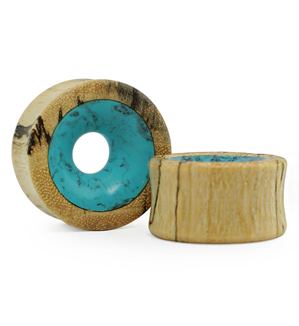 Tamarind Wooden Tunnels with Blue Resin Inlay