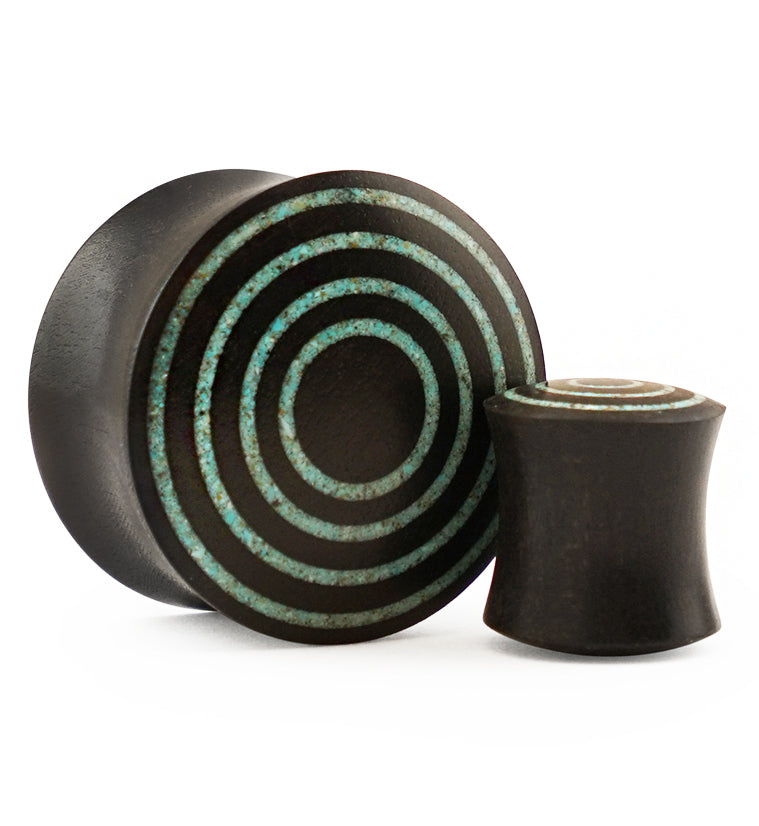 Target Turquoise Stone Inlay Areng Wooden Plugs