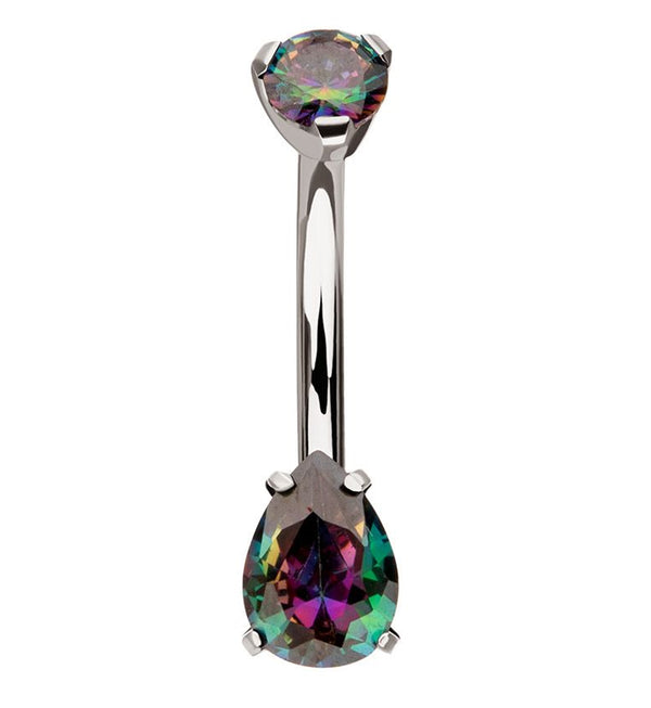 Teardrop Black Aurora CZ Titanium Internally Threaded Belly Button Ring