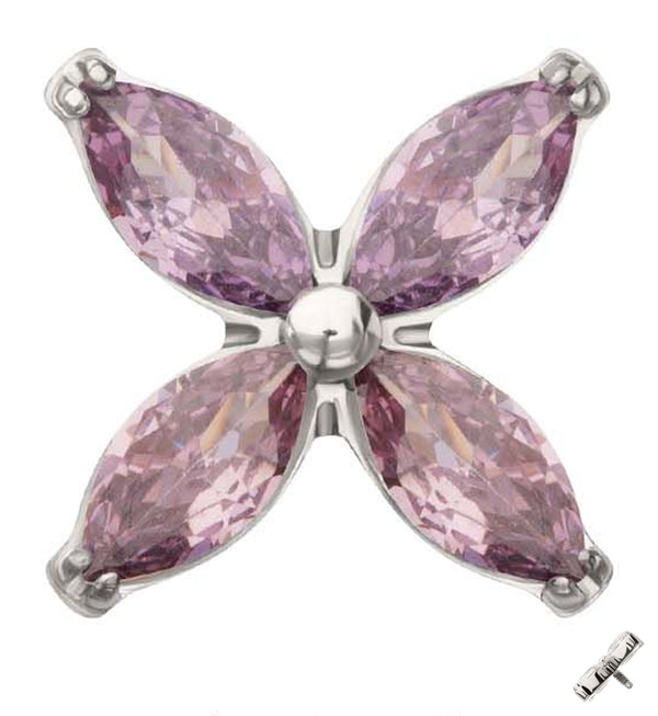 Tetrad Marquise Amethyst CZ Internally Threaded Titanium Top