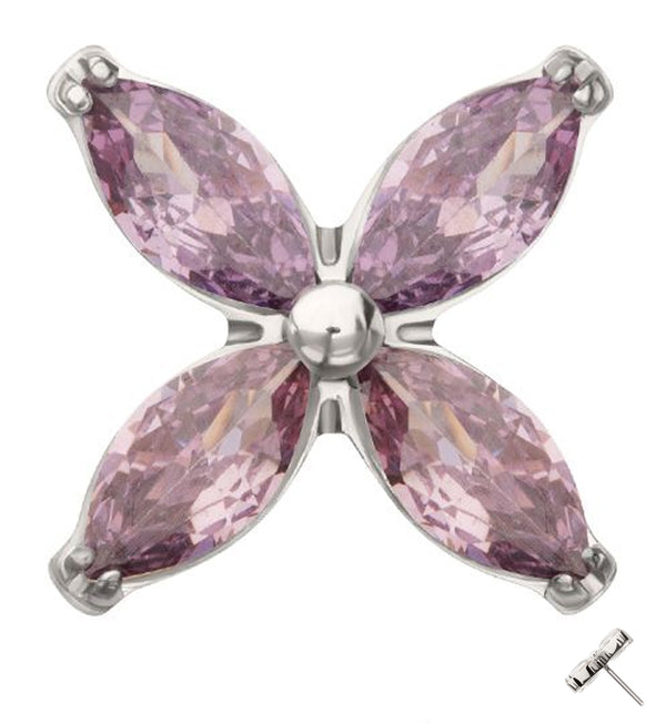 Tetrad Marquise Amethyst CZ Threadless Titanium Top