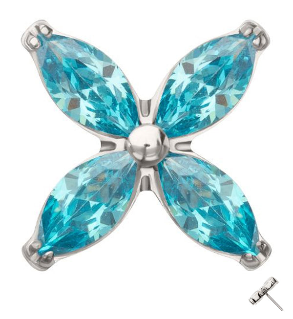 Tetrad Marquise Blue Topaz CZ Threadless Titanium Top