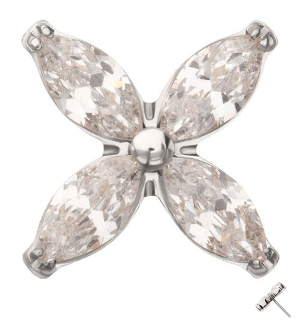 Tetrad Marquise Clear CZ Threadless Titanium Top