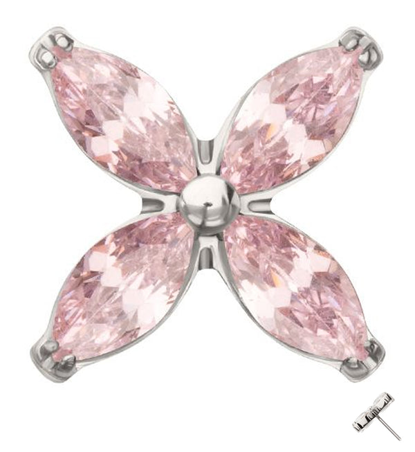 Tetrad Marquise Light Pink CZ Threadless Titanium Top