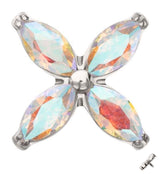 Tetrad Marquise Rainbow Aurora CZ Internally Threaded Titanium Top