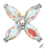 Tetrad Marquise Rainbow Aurora CZ Threadless Titanium Top