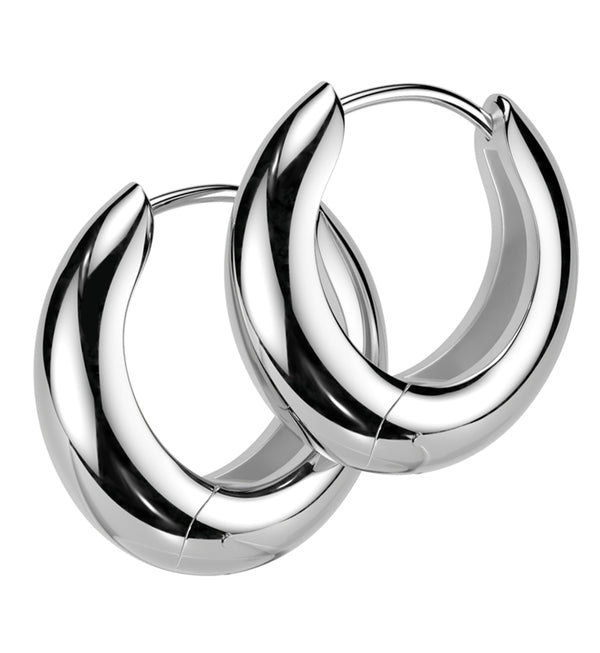 Thick Hoop Stainless Steel Hinged Earrings