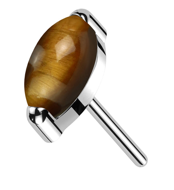 Tiger's Eye Marquise Stone Titanium Threadless Top