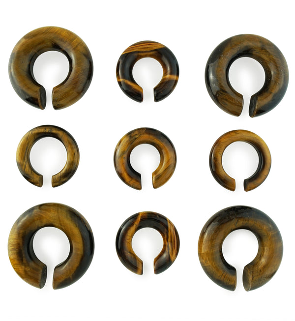 Tiger's Eye Stone Hoop Plugs