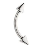 Titanium Double Spike Internally Threaded Curved Barbell