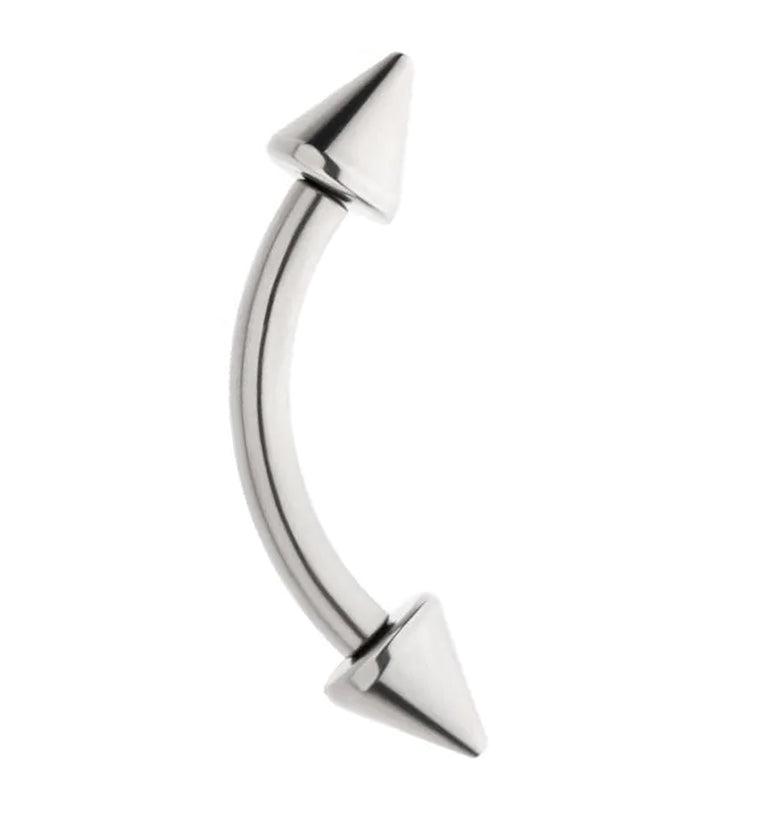 Titanium Double Spike Internally Threaded Curved Barbell