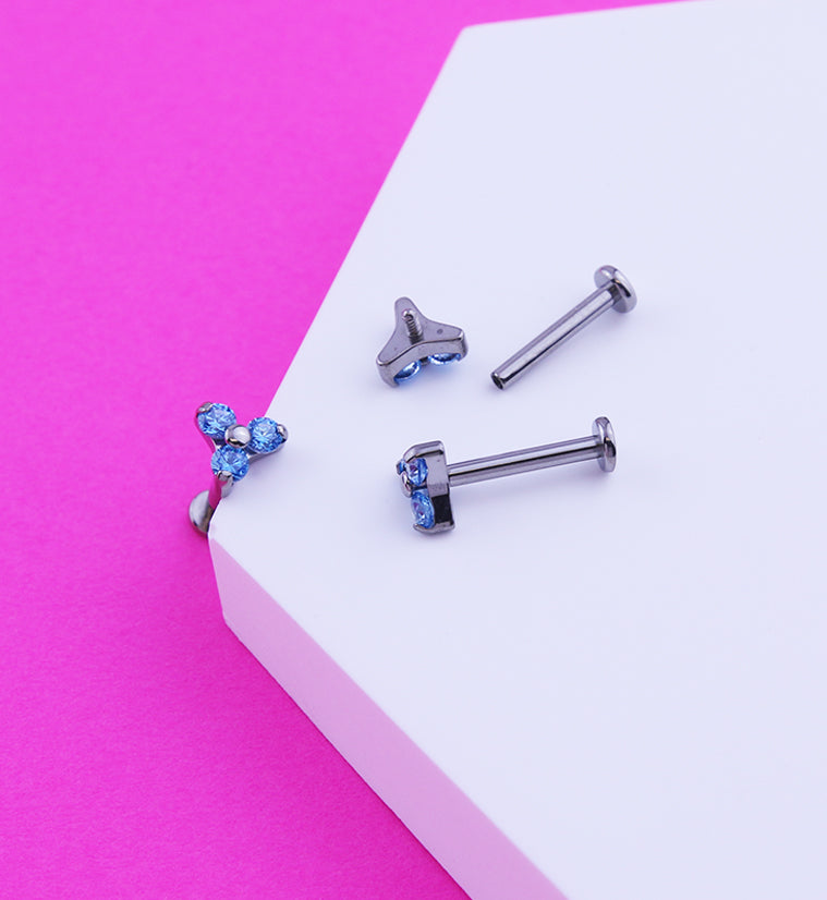 Triad Aqua CZ Titanium Internally Threaded Labret