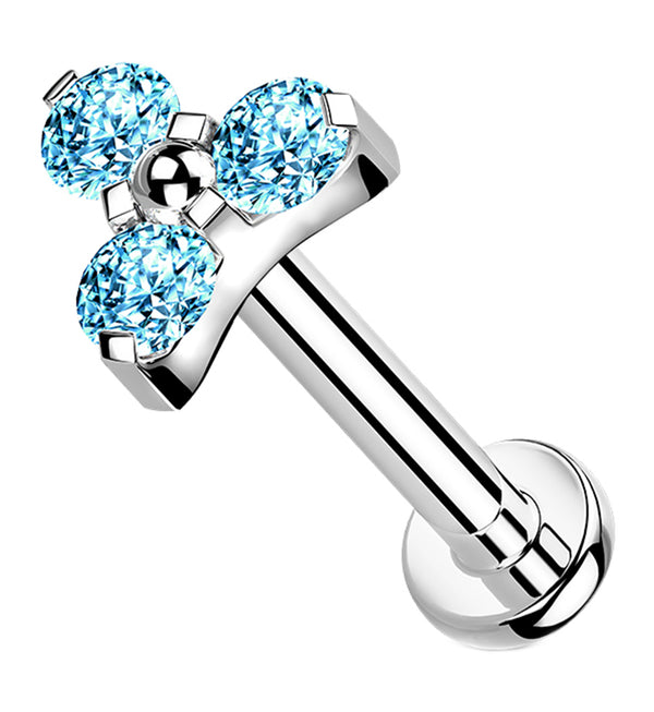 Triad Aqua CZ Titanium Internally Threaded Labret