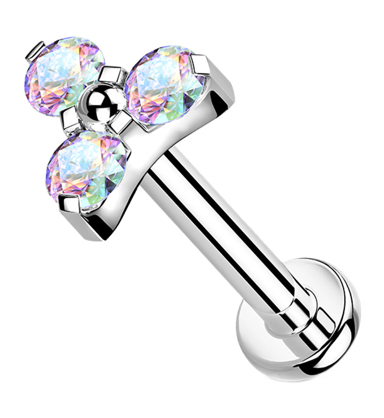 Triad Rainbow Aurora CZ Titanium Internally Threaded Labret