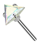 Triangle Rainbow Aurora CZ Titanium Threadless Top