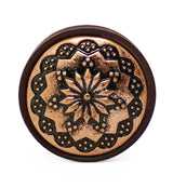 Rose Wood Plugs With Tribal Floral Inlay