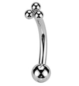 Trinity Bead Titanium Threadless Curved Eyebrow Barbell