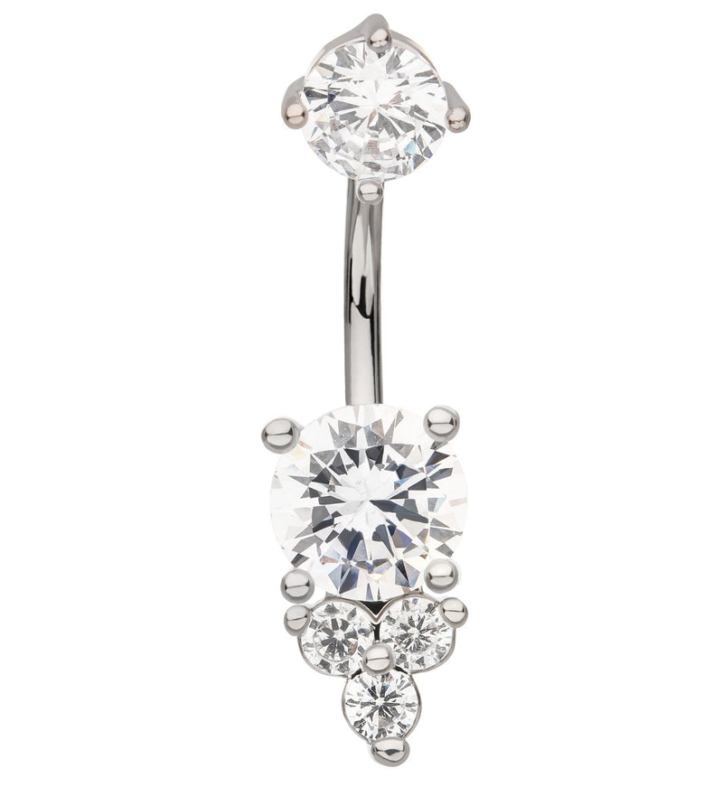 Trinity Bottom Clear CZ Stainless Steel Belly Button Ring