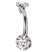 Trinity Clear CZ Titanium Internally Threaded Belly Button Ring