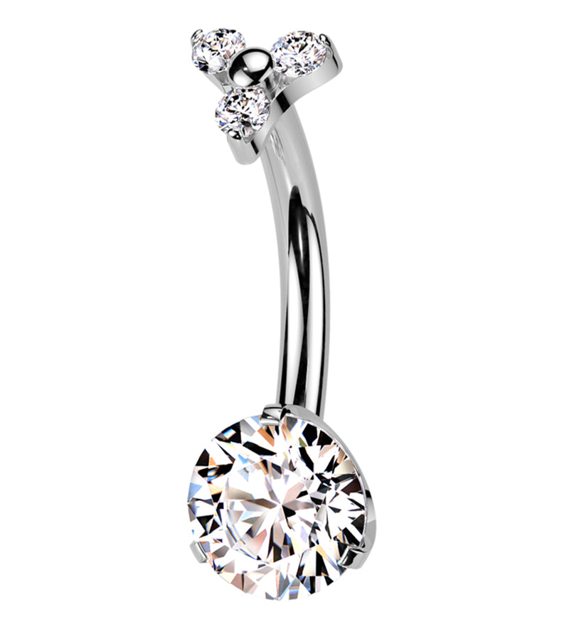 Trinity Clear CZ Titanium Internally Threaded Belly Button Ring