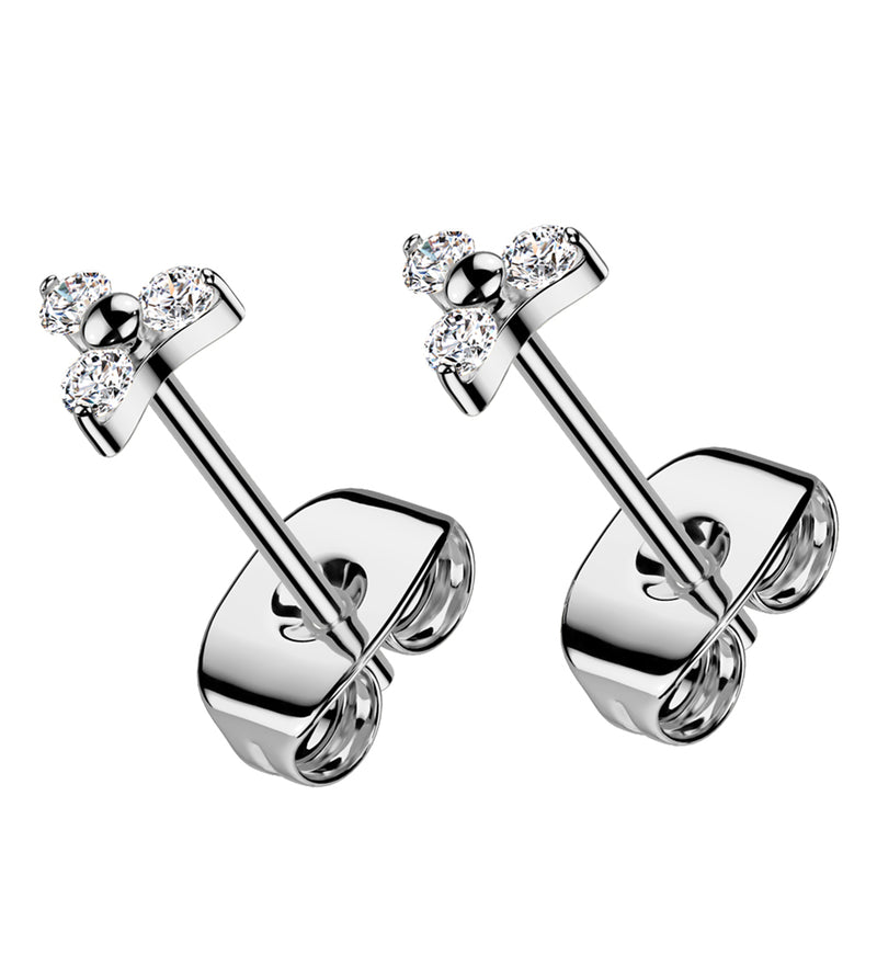 Trinity Clear CZ Titanium Stud Earrings