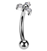 Trinity Clear CZ Titanium Threadless Curved Barbell