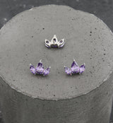 Triple Empress Teardrop Purple CZ Internally Threaded Titanium Top