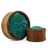 Saba Wood Plugs With Buddha Stone Inlay