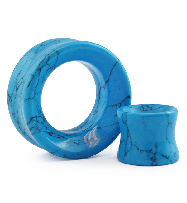 Turquoise Howlite Stone Double Flare Tunnels