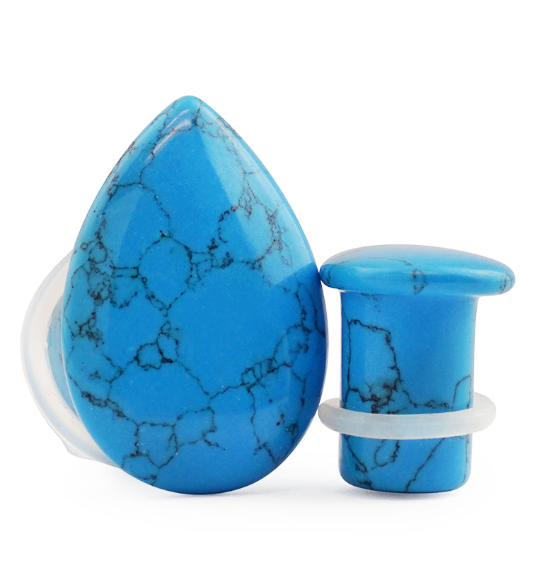 Turquoise Howlite Single Flare Teardrop Plugs