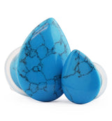 Turquoise Howlite Single Flare Teardrop Plugs