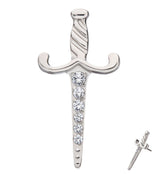 Twisted Dagger Clear CZ Titanium Threadless Top