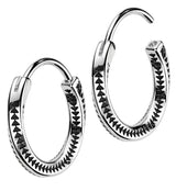 Twisted Ridge Stainless Steel Hoop Earrings