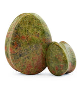 Unakite Teardrop Stone Plugs