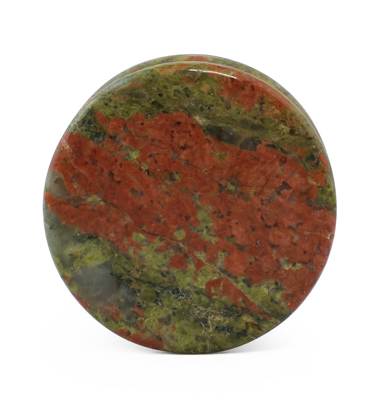 Double Flare Unakite Stone Plugs