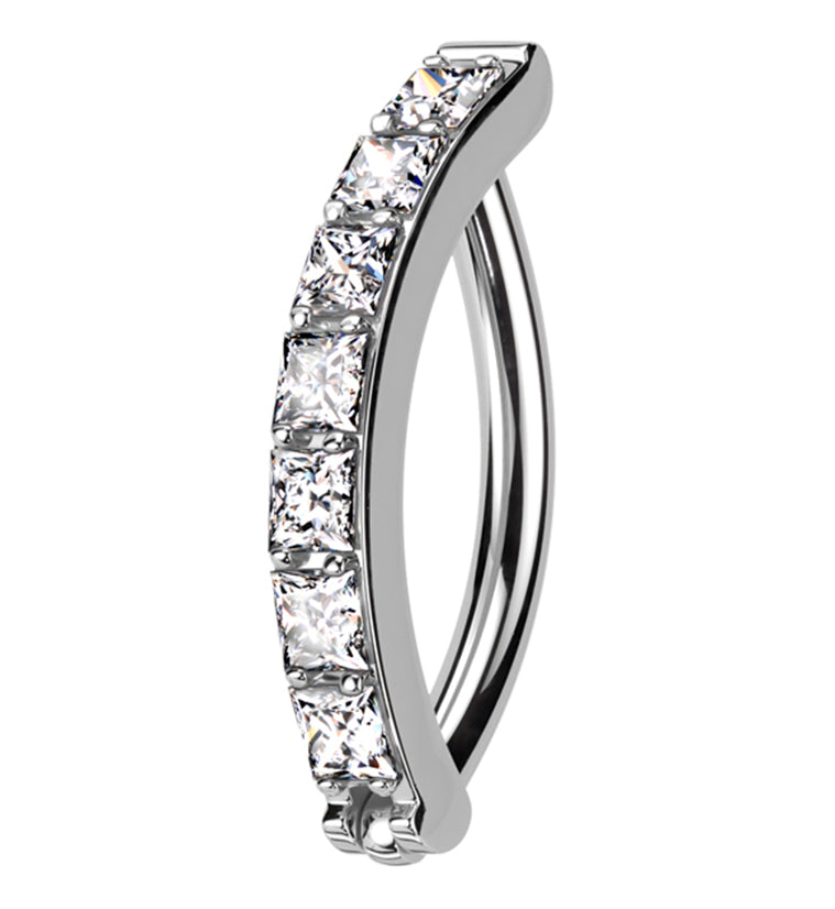 Vertical Clear Cz Titanium Hinged Segment Ring