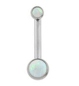 White Opalite Vertical Clitoral Hood Internally Threaded Titanium Barbell