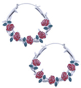 Vine of Roses Stainless Steel Plug Hoops