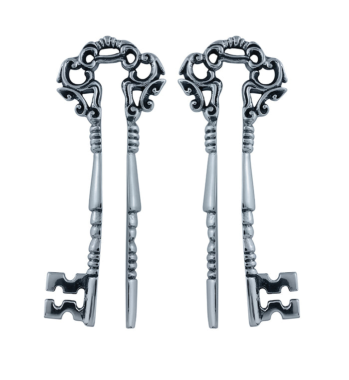 White Brass Skeleton Key Ear Weights UrbanBodyJewelry
